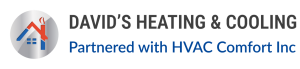 davids heating cooling logo gray brand blue tagline