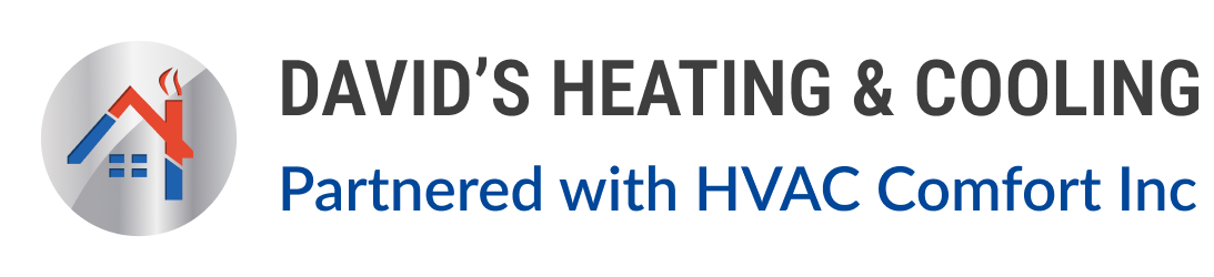davids heating cooling logo gray brand blue tagline
